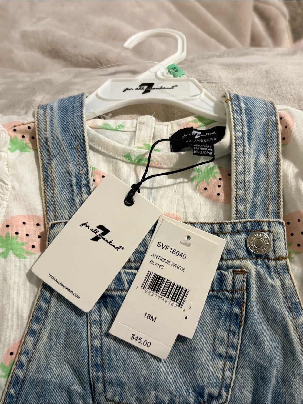 Toddler Denim Overalls with Strawberry Print Tee
